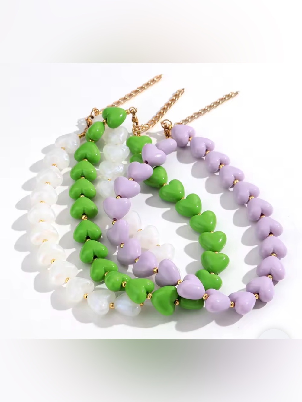 Lavender Heart Bead Necklace Summer Vibes